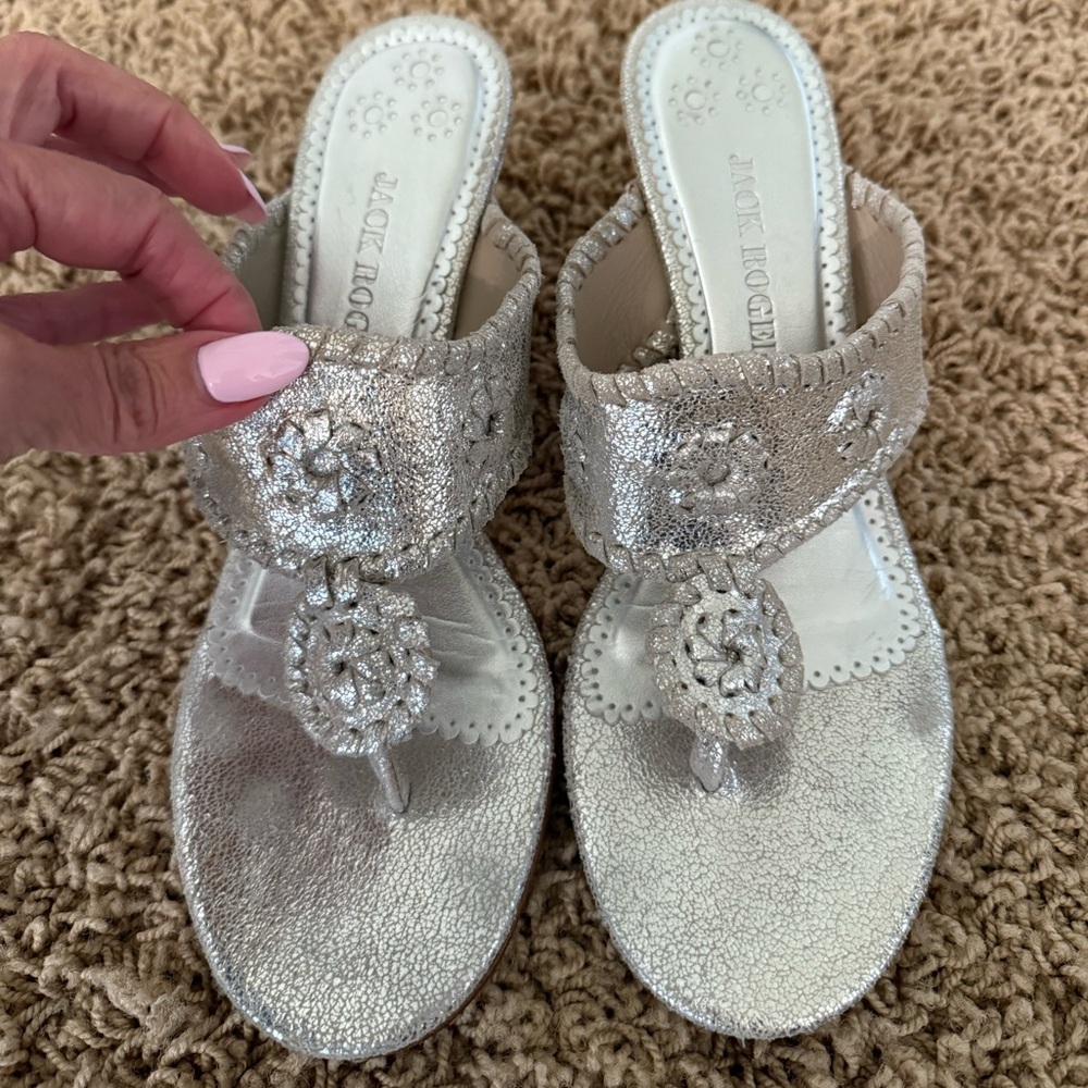 Jack Rogers Metallic Silver Women's Sandals